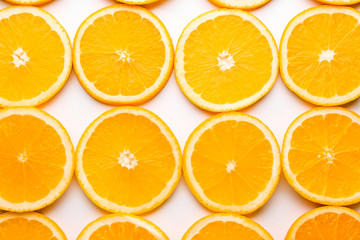Fresh orange slices on white background