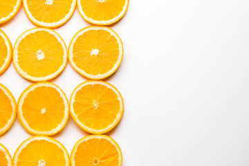Fresh orange slices on white background