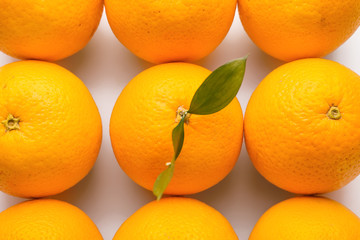 Fresh oranges on white background, closeup