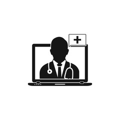 Online Medical Consultant Icon. Flat style vector EPS.
