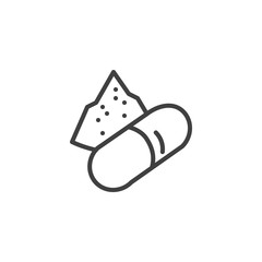 Medicine capsule powder line icon. linear style sign for mobile concept and web design. Vitamin capsule Pill outline vector icon. Symbol, logo illustration. Vector graphics