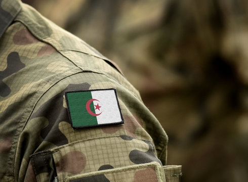 Flag Of Algeria On Military Uniform. Army, Troops, Soldiers, Africa,(collage).