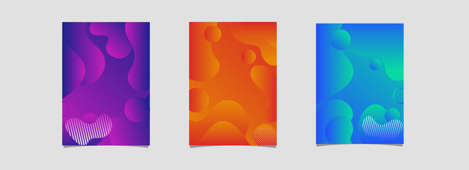 Promotion template or flyer design with fluid art abstract pattern in three color option.