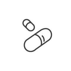 Capsule pills line icon. linear style sign for mobile concept and web design. Medicine drug outline vector icon. Symbol, logo illustration. Vector graphics