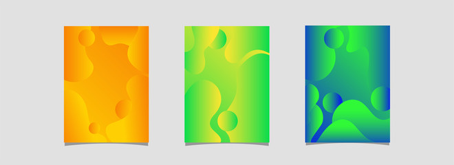 Set of template or flyer design with fluid art abstract pattern.