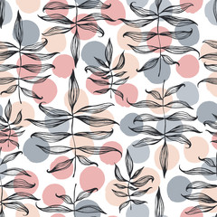 Seamless pattern with hand drawn branches.