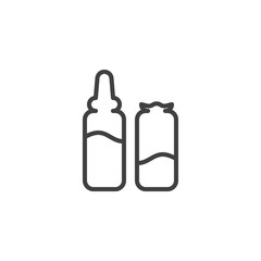 Medical ampoules line icon. linear style sign for mobile concept and web design. Medicine vaccine bottles outline vector icon. Symbol, logo illustration. Vector graphics