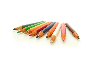 color pencils for education on white background