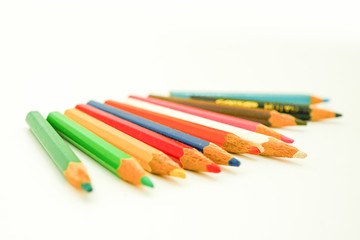 color pencils for education on white background
