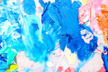 Abstract acrylic paint strokes, art brush flatlay background