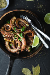 Grilled octopus with herbs and lime