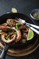 Grilled octopus with herbs and lime