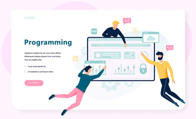 Programming concept, coding, testing and writing program.