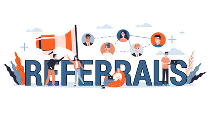 Fototapeta premium Business referrals concept web banner. Isolated vector illustration
