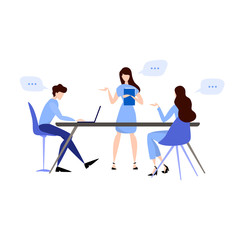 Discussion and brainstorming in team concept illustration