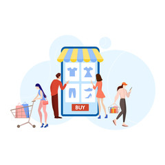 Online shopping concept. E-commerce, customer on the sale