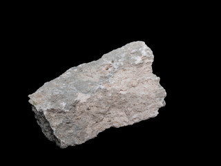 Zeolite natural raw stones on black background. Macro shot