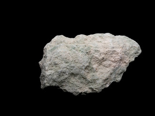 Zeolite natural raw stones on black background. Macro shot