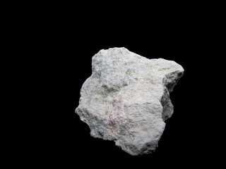 Zeolite natural raw stones on black background. Macro shot