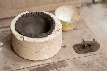 Fototapeta na wymiar Clay in Clay Moulding Block Making in the Ceramics Factory