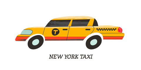New York yellow cab. Vector illustration.