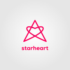 star love hearth line art logo letter a symbol vector icon illustration design