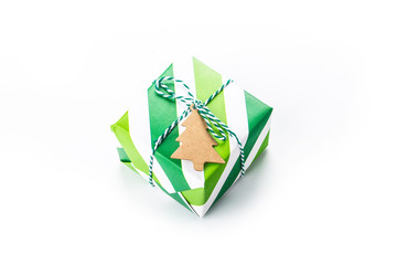 Christmas gift boxes on white background