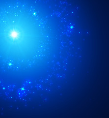 Abstract Background with Falling Star and Twinkling Trail.