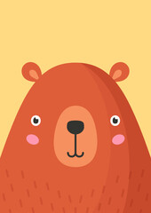 Cute bear snout flat vector illustration