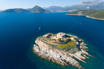 aerial view of Mamula island fort, Boka Kotorska bay of Adriatic sea © bigguns