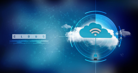 3d render Cloud wifi in usb