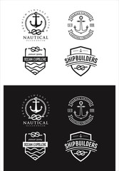 Set Of Nautical Logo Badges And Labels Royalty Free Cliparts, Vectors, And Stock Illustration . Vintage marine Nautical Logo rope Hipster Retro