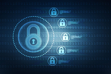 2d illustration Safety concept: Closed Padlock on digital background