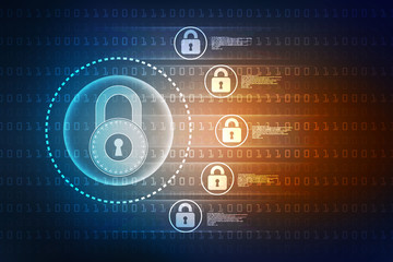 2d illustration Safety concept: Closed Padlock on digital background