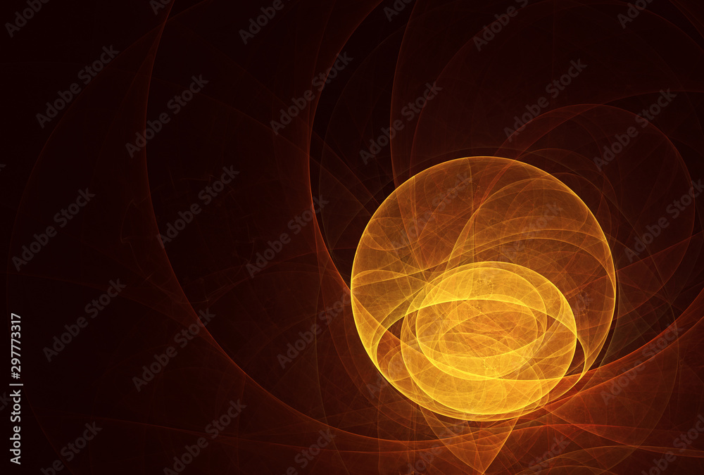 Wall mural abstract color dynamic background with lighting effect. fractal ball. fractal art