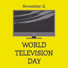 November 21 is world television day. Vector illustration in retro style.