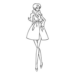 illustration  fashion girl in coat