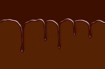 melted chocolate dripping on white background