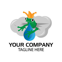Frog and water stock logo, Vector Illustration on white background	