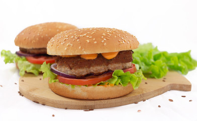 hamburger on white background