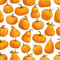 Halloween autumn pumpkin seamless pattern