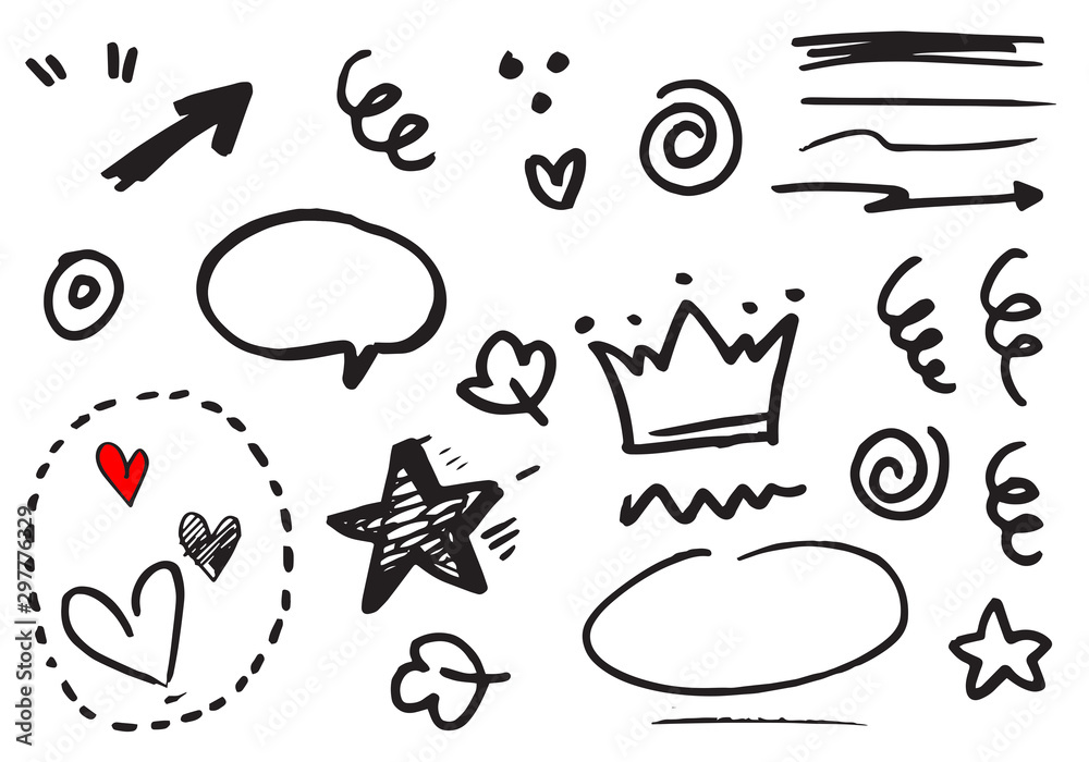 Canvas Prints set of hand drawn design elements. vector illustration.