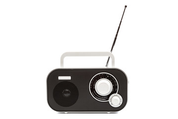 Stylish compact radio receiver isolated on white background