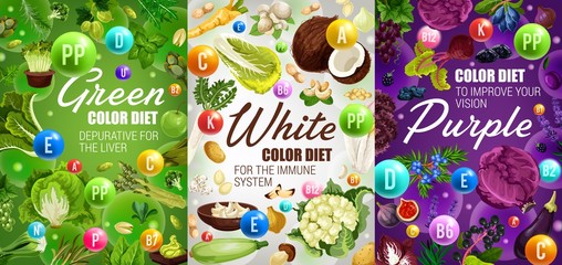 White, green and puple days of color diet
