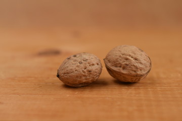 Walnuts on a wooden board