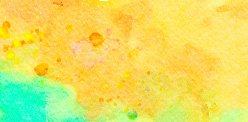 Abstract watercolor background with wet paint splashes on paper, graphic painting texture with art elements and effects