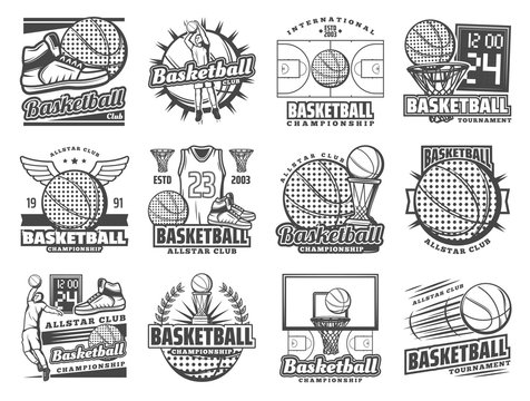 Basketball sport, players, item icons