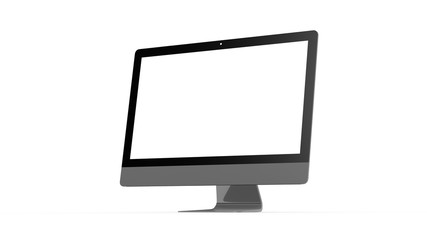 flat monitor white screen computer, pc display digital wide screen and slim 3d