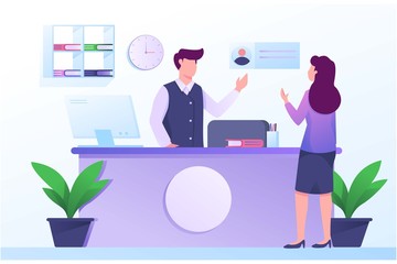 Receptionist hotel illustration