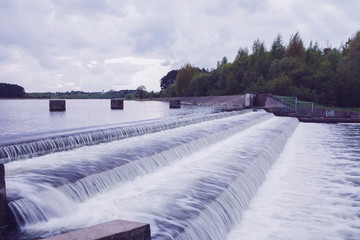a small dam with water